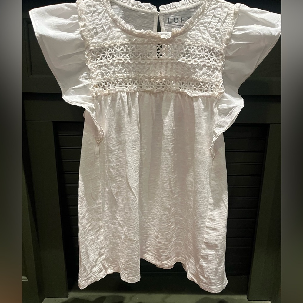 LOFT Ivory Ruffle Lace top